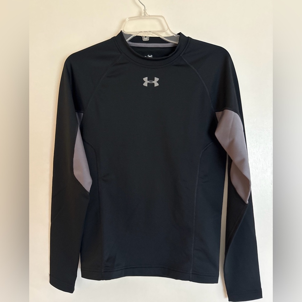 Under Armour Shirt Womens small  Black Gray Long Sleeve Fitted Gym Ladies